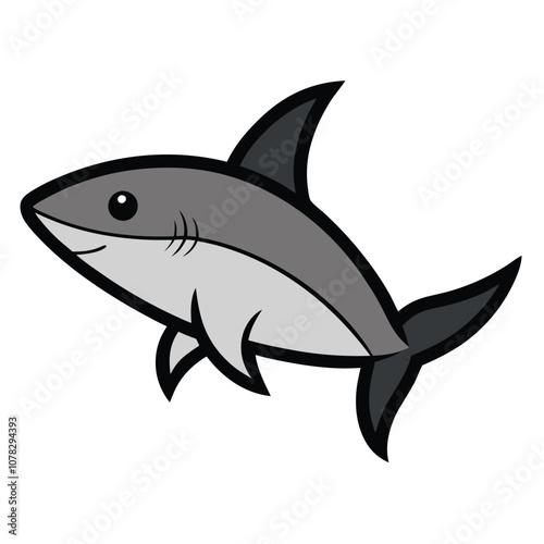 Solid color Grey Reef Shark animal vector design