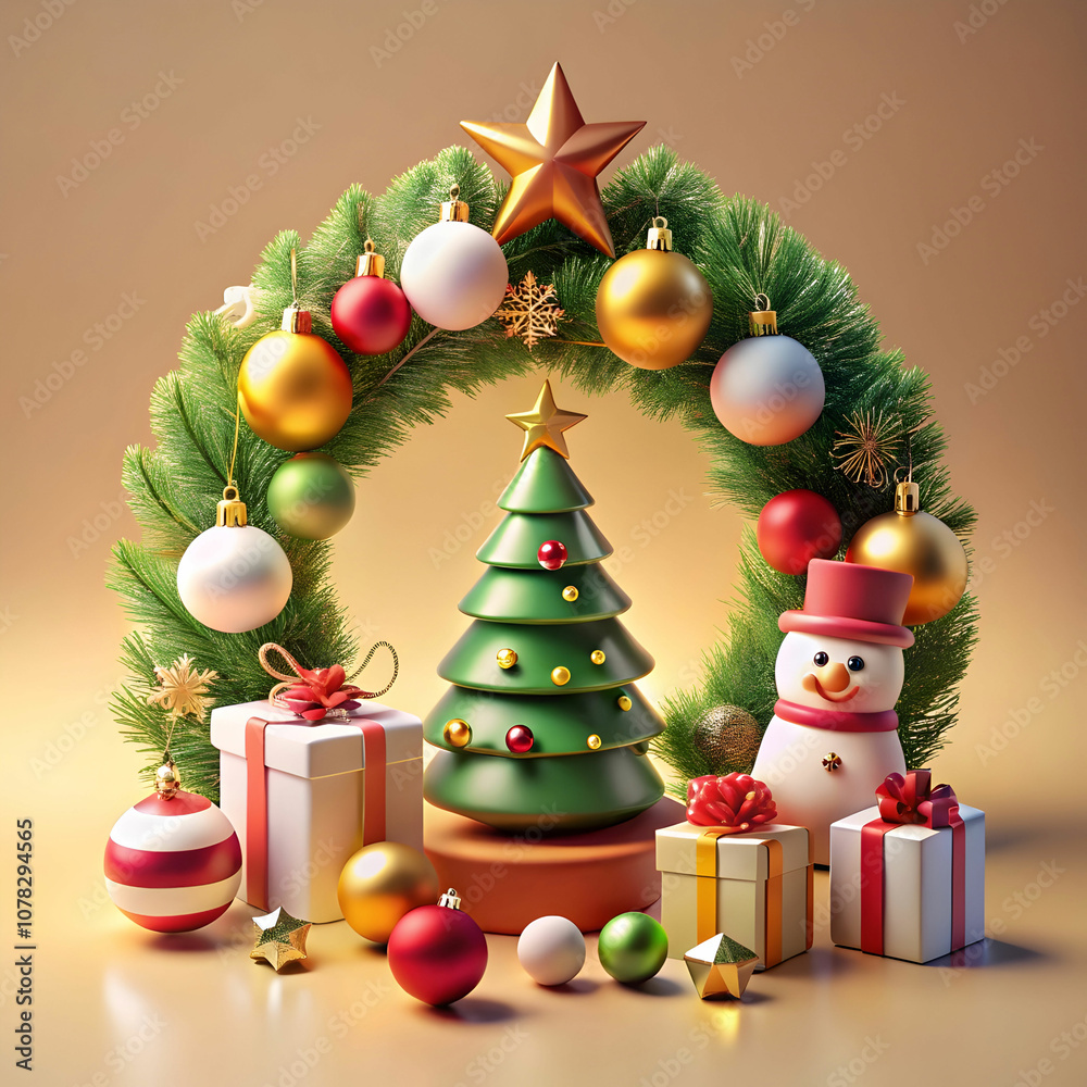 3D Christmas Elements Composition
