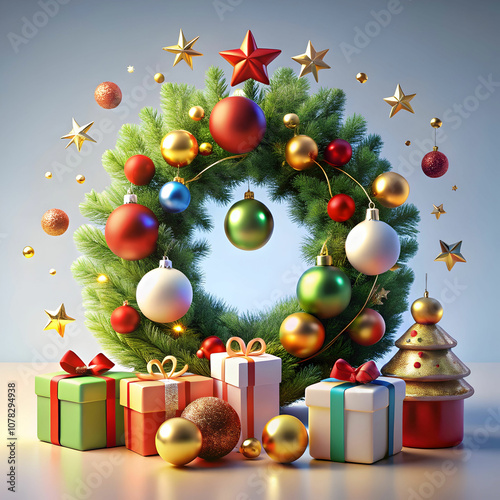 3D Christmas Elements Composition