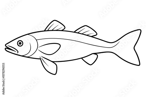 Walleye Fish Line Art Vector.