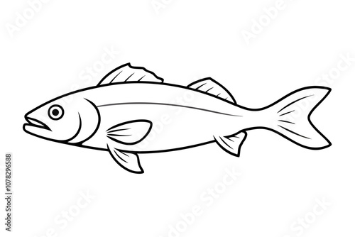 Walleye Fish Line Art Vector.