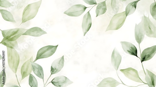 Watercolor Green Leaves Border