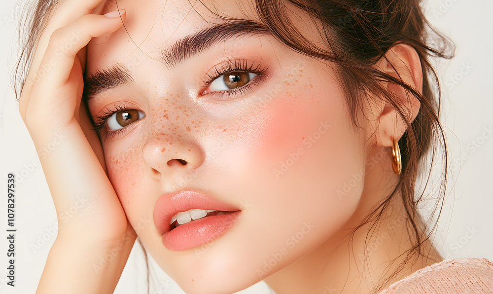 Elegant High-Fashion Beauty Portraits with Radiant Skin, Glamorous Makeup, and Luxurious Skincare Glow.