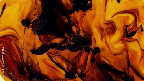 A dark, viscous ink slowly drips from the top of the screen, forming large droplets that spread across the surface