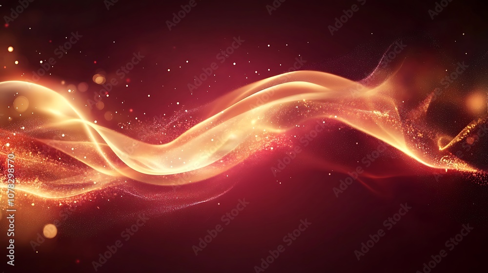 Fototapeta premium Rich burgundy background with light smoke drift and a warm glowing light