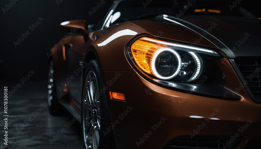 close up a car front headlight and dark background. Generative AI
close up a car front headlight and dark background. Generative AI