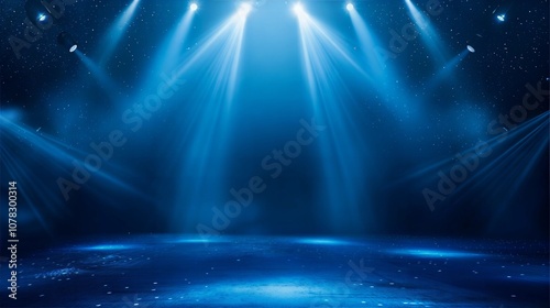 Captivating Blue Stage with Dramatic Spotlights for Memorable Performances and Events