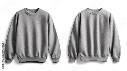 Grey crew neck sweatshirt mockup front and back.