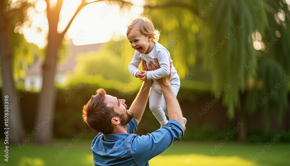 Fototapeta premium Father and Daughter Enjoying a Sunny Day