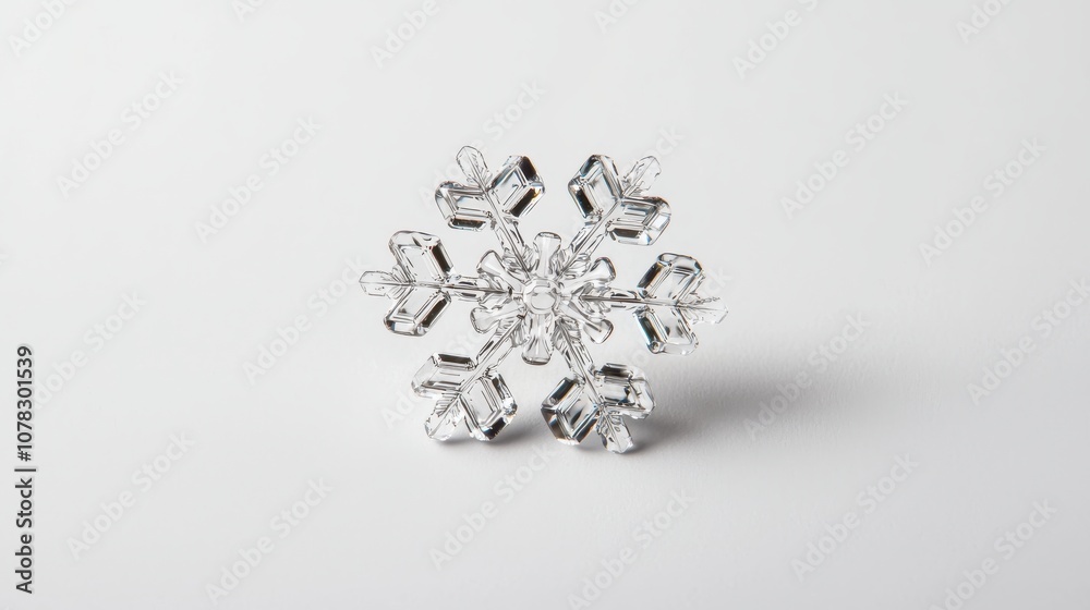 Close-up of a snowflake against a white background, with intricate crystalline structure and clear detail, symbolizing winter's charm. Close-up of a snowflake against a white background, with intricate crystalline structure and clear detail, symbolizing winter's charm.