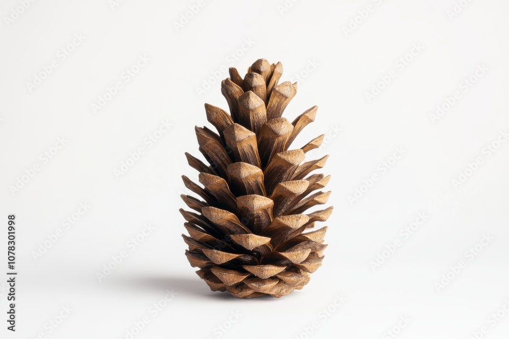 Natural pine cone standing upright on a white background Natural pine cone standing upright on a white background