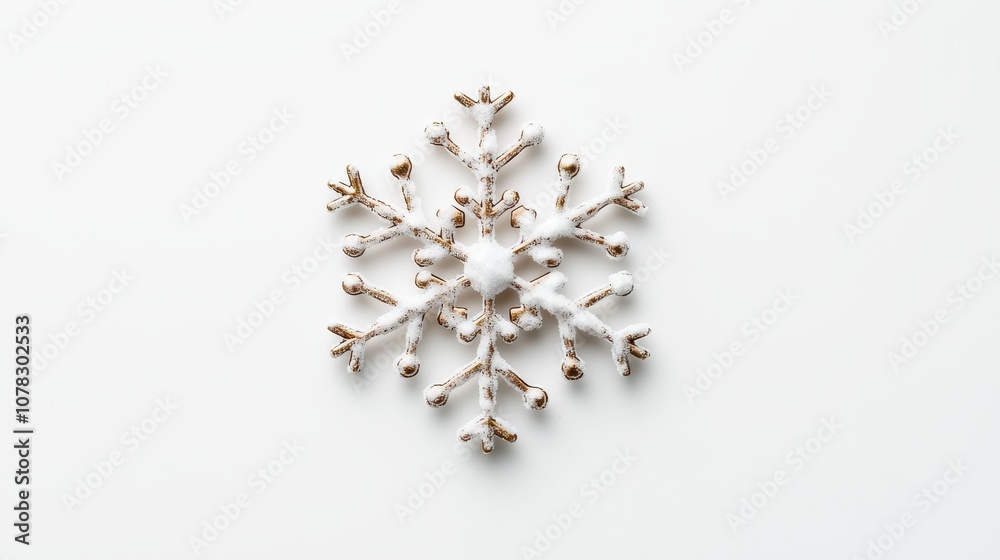 Delicate snowflake close-up on a bright white background, capturing the intricate patterns and symmetry of winters natural beauty. Delicate snowflake close-up on a bright white background, capturing the intricate patterns and symmetry of winters natural beauty.