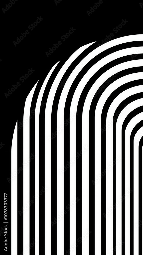 Bold black and white abstract design featuring curved, parallel lines, ideal for backgrounds, modern art projects, and graphic design elements.