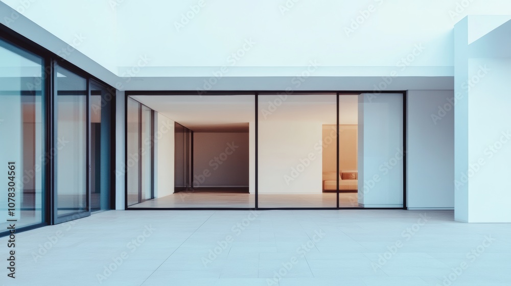 custom made wallpaper toronto digitalMinimalist modern house with white walls and large glass windows for architectural design inspiration