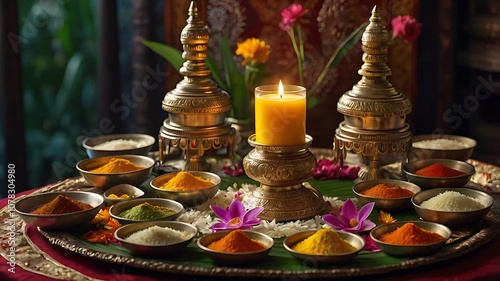Traditional Yagna Offerings.A Sacred Display of Spiritual Devotion