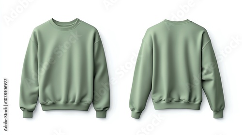 Green crew neck sweatshirt mockup front and back. photo