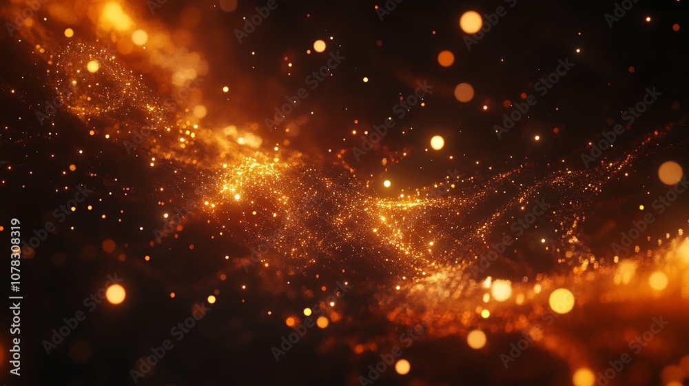 High tech glowing light particles forming a digital design