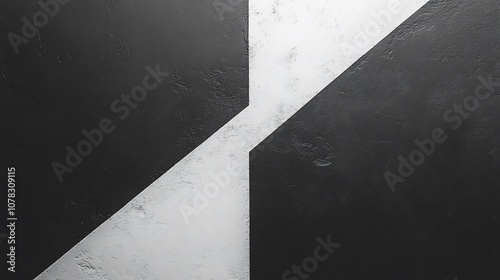 Abstract geometric pattern with white and black color and rough texture.