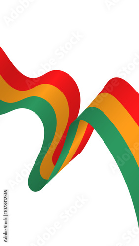 Red , yellow , green color pattern flag on transparent background. Flag elements for Black History Month design. Design for Black History Month.