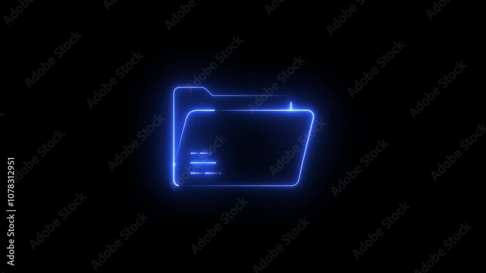 Glowing neon file folder sign. neon files and folders icon. neon Folder icon isolated on black background.