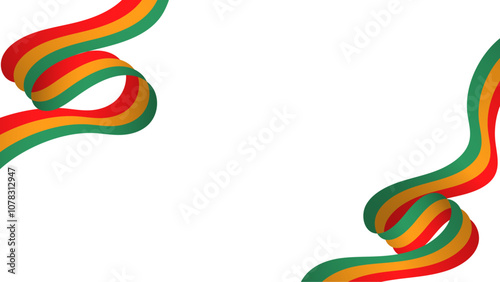 Red , yellow , green color pattern flag on transparent background. Flag elements for Black History Month design. Design for Black History Month.