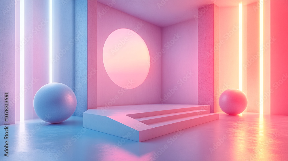 3d render, abstract background with geometric shapes and sunlight rays. Modern minimal showcase scene with golden square frame and empty podium for product presentation 3d render, abstract background with geometric shapes and sunlight rays. Modern minimal showcase scene with golden square frame and empty podium for product presentation