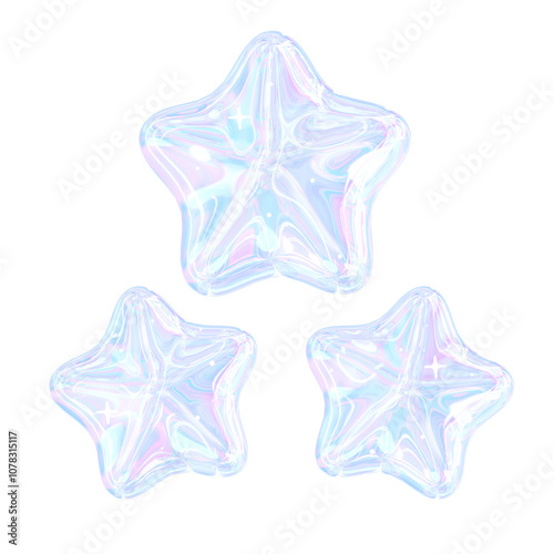 3D Glossy Blue Crystal Princess Stickers