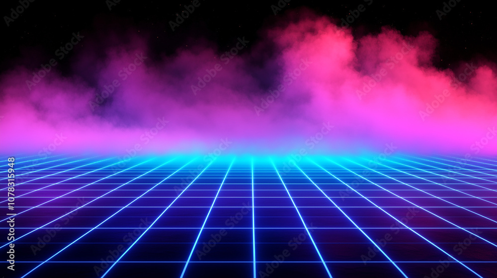 Vaporwave aesthetic lights, neon pink and cyan glow