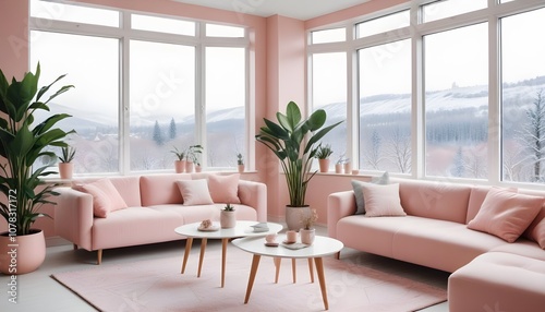 Wallpaper Mural Scandinavian living room interior design zoom background,Doodle Galaxy patterned wallpaper graphics Torontodigital.ca