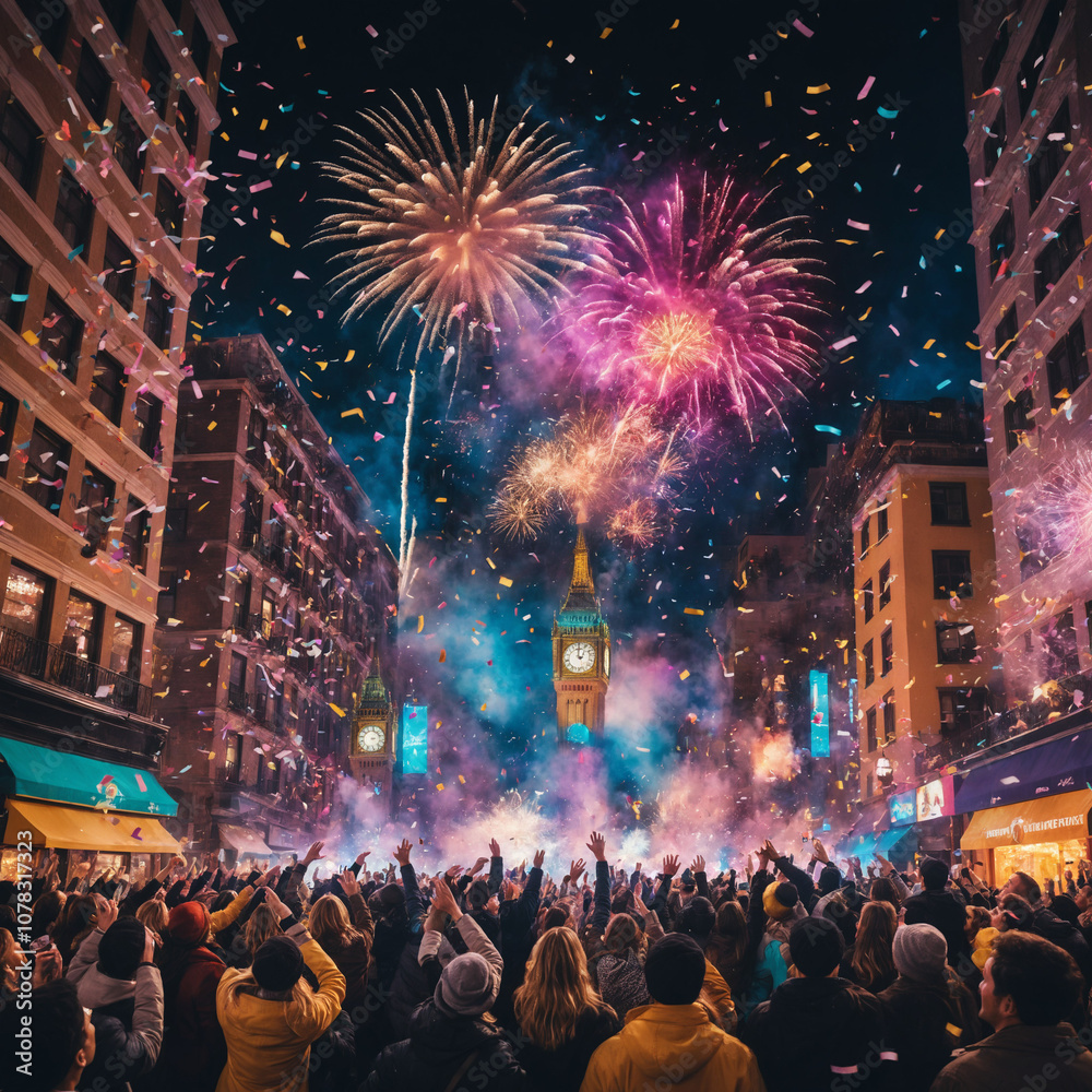 Obraz premium fireworks in the city