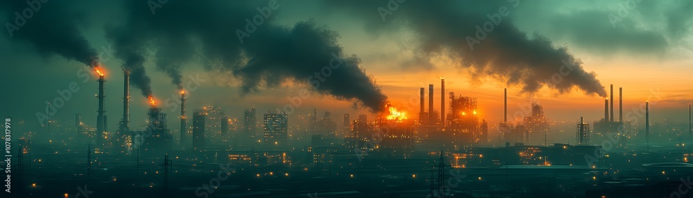 Fototapeta premium Industrial pollution impacting urban landscapes understanding environmental consequences of factory emissions