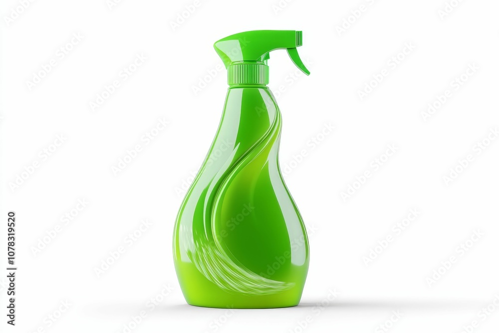 Green spray bottle with a white background. Green spray bottle with a white background.