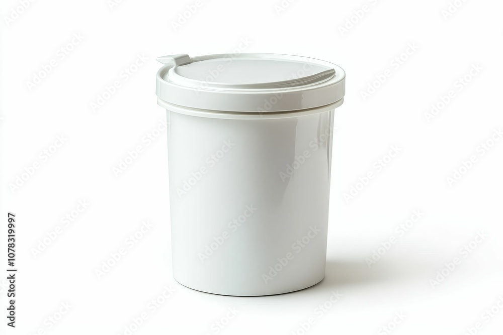 White container with lid on white background. White container with lid on white background.