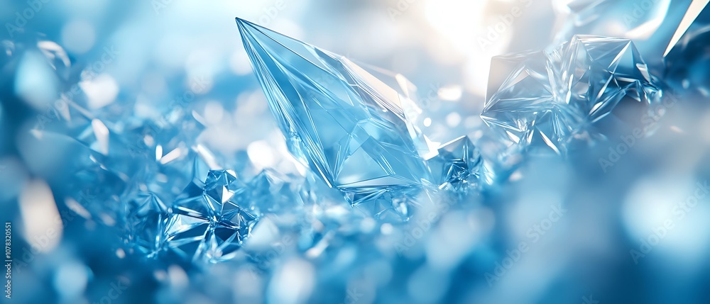 Blue background with polygonal shapes and technology