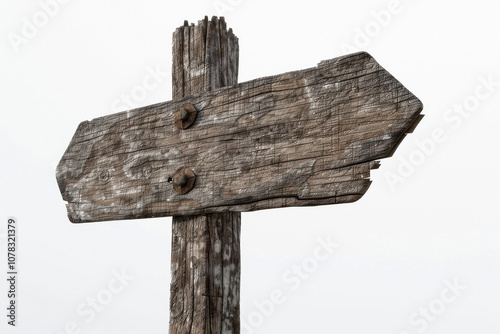 Direction wooden sign post , isolated on a white background photo