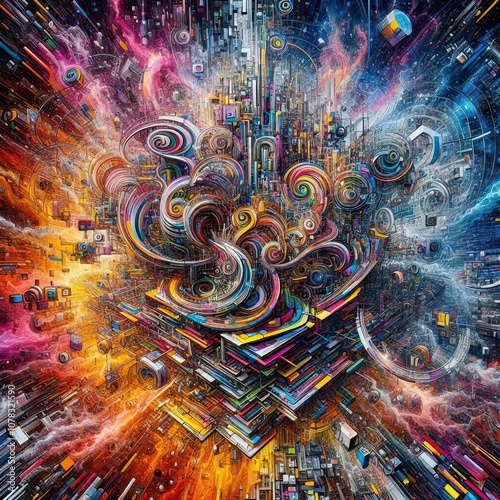 An abstract representation of chaos in bright colors