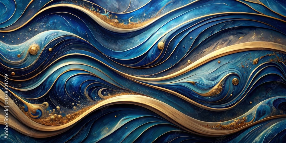 Abstract Waves of Gold and Blue A Cosmic Tapestry of Intertwined Curves and Glittering Particles Abstract Waves of Gold and Blue A Cosmic Tapestry of Intertwined Curves and Glittering Particles