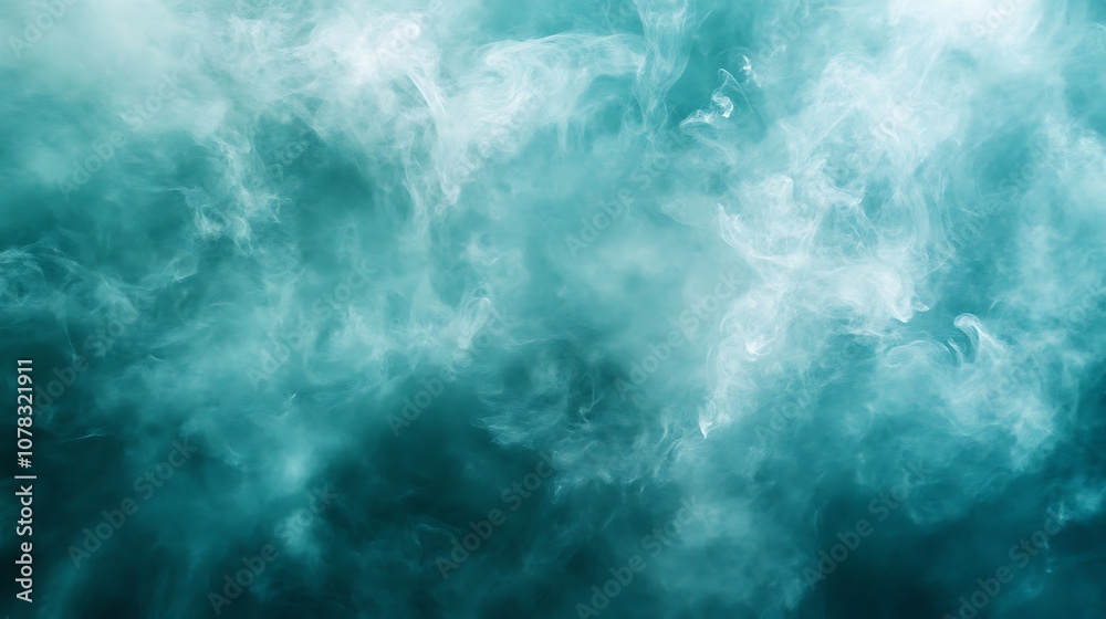 Light turquoise background with light smoke wisps and a soft shine Light turquoise background with light smoke wisps and a soft shine
