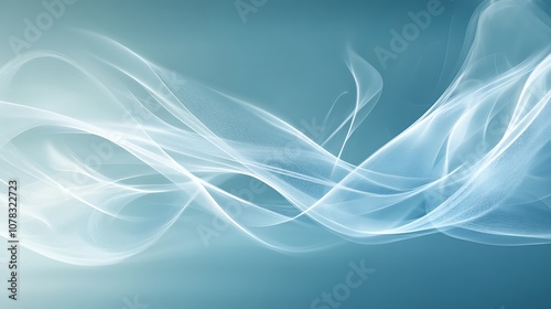 Pale blue background with light smoke mist and a subtle glowing effect