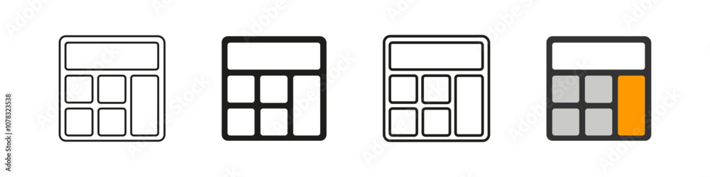 Calculator icon. Calculating vector set. Line design calculator sign. Calculator icon. Calculating vector set. Line design calculator sign.
