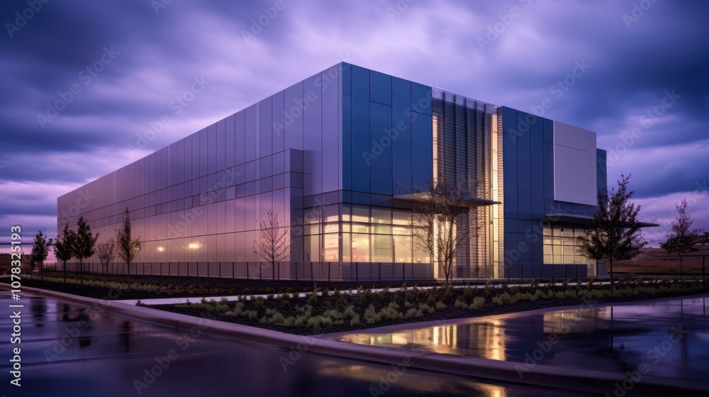 Modern Office Building at Dusk