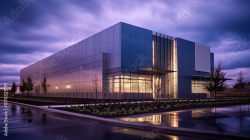 Modern Office Building at Dusk