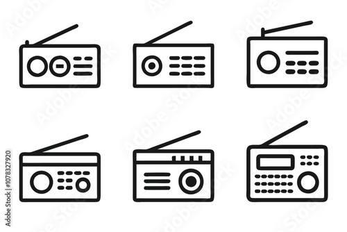 Radio icon set in creative vector art
