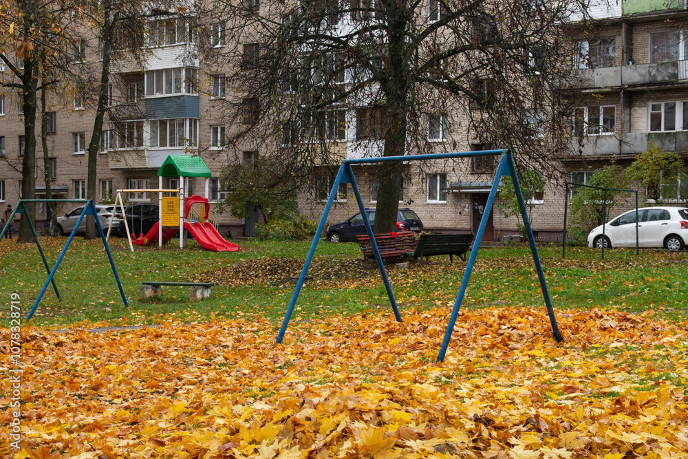 Autumn courtyard in Vitebsk, Belarus