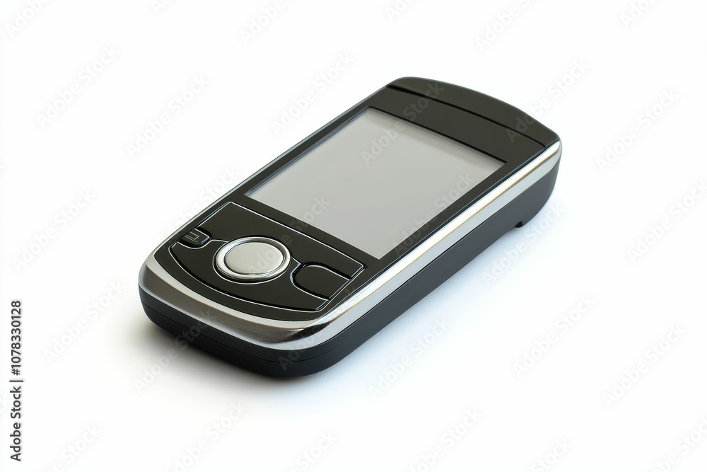 Black cell phone with touchscreen and buttons. Black cell phone with touchscreen and buttons.