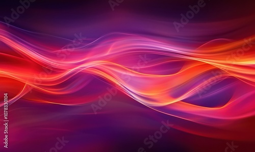 Colorful abstract waves, vibrant hues of red, orange, purple, smooth flowing lines