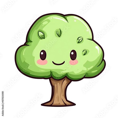 Cute cartoon tree smiling joyfully enhances your nature illustrations and designs photo