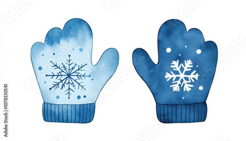 These winter mittens feature a beautiful snowflake design, perfect for cozying up in cold weather. photo