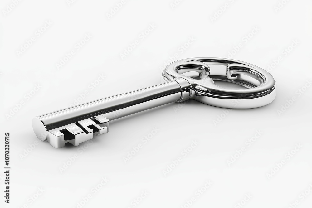 Shiny silver key on white background. Shiny silver key on white background.