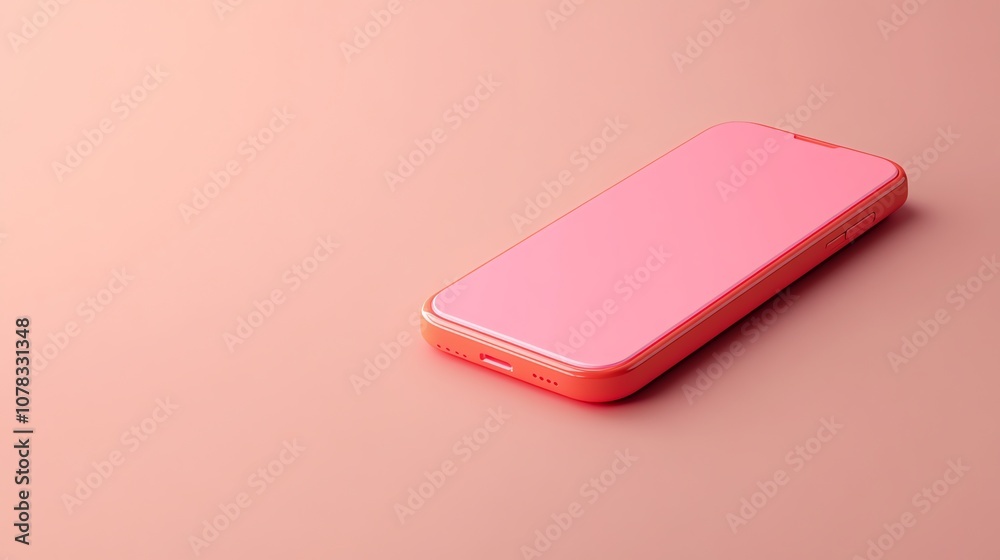 A pink smartphone on a pink background. A pink smartphone on a pink background.